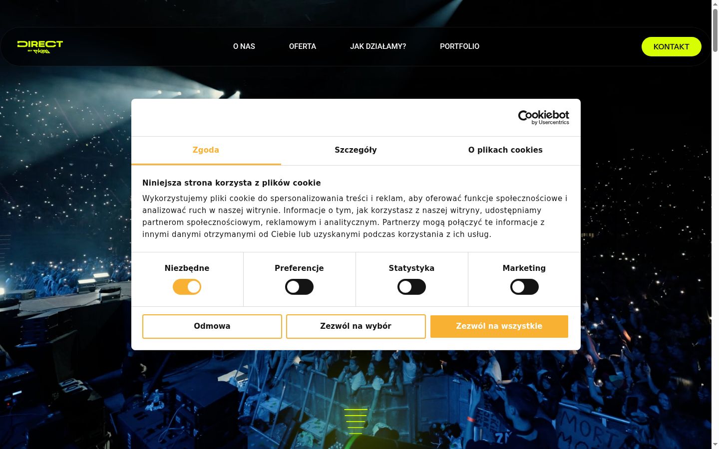 Screenshot of the consent banner shown before any interaction