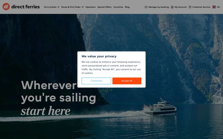 Screenshot of directferries.co.uk