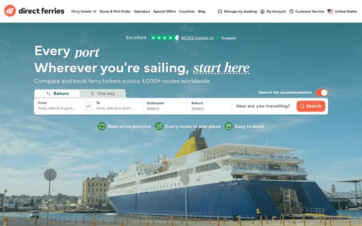 Ekrānuzņēmums no directferries.com