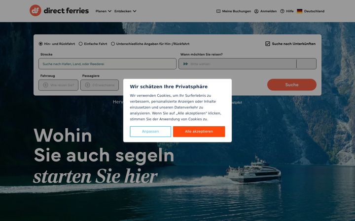 Screenshot of directferries.de
