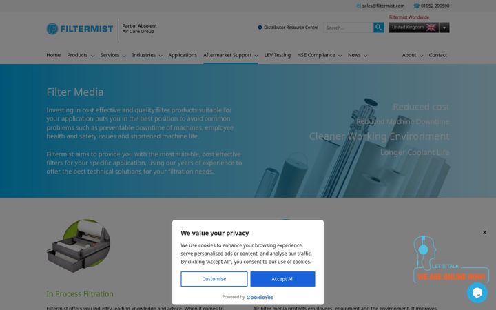 Zrzut ekranu directfiltration.co.uk