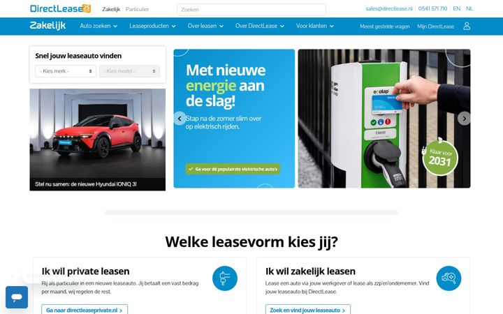 Screenshot von directlease.nl