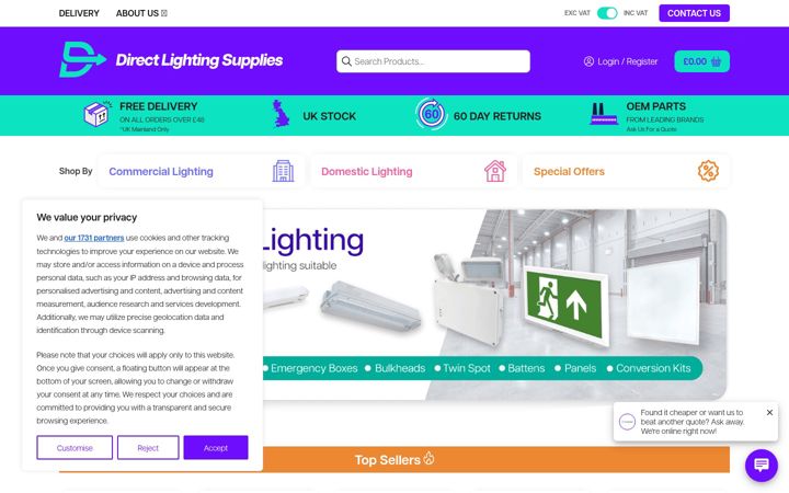 Zrzut ekranu directlightingsupplies.co.uk