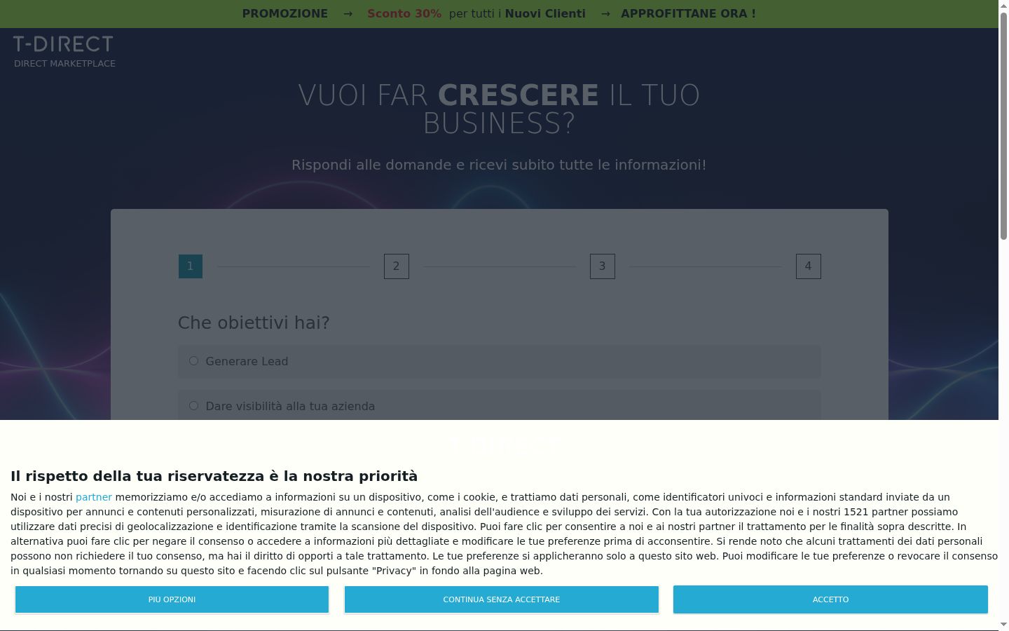 Capture d'écran de la bannière de consentement affichée avant toute interaction