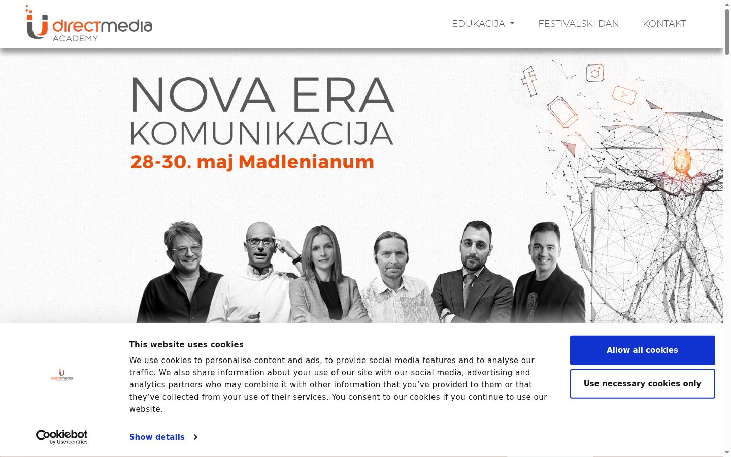Sutikimo reklamjuostės, rodytos prieš bet kokią sąveiką, ekrano kopija