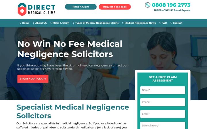 Zrzut ekranu directmedicalclaims.co.uk