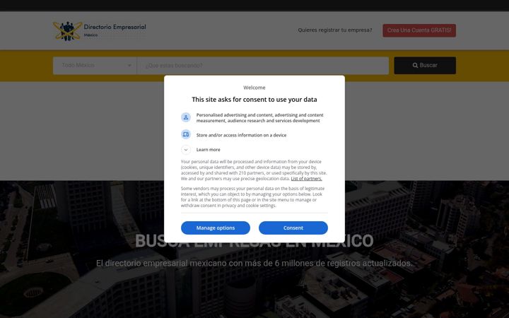 Screenshot of directorioempresarialmexico.com