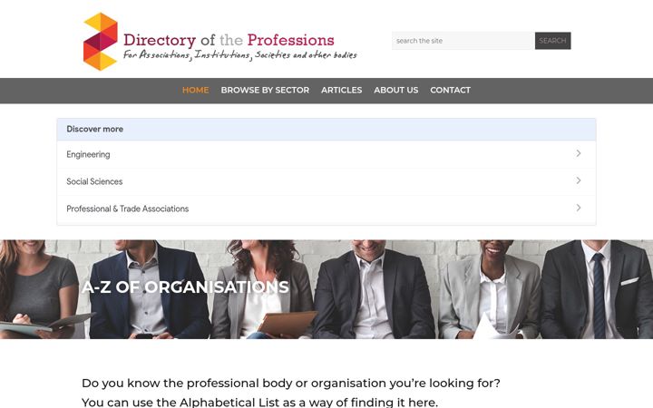 Zrzut ekranu directoryoftheprofessions.co.uk
