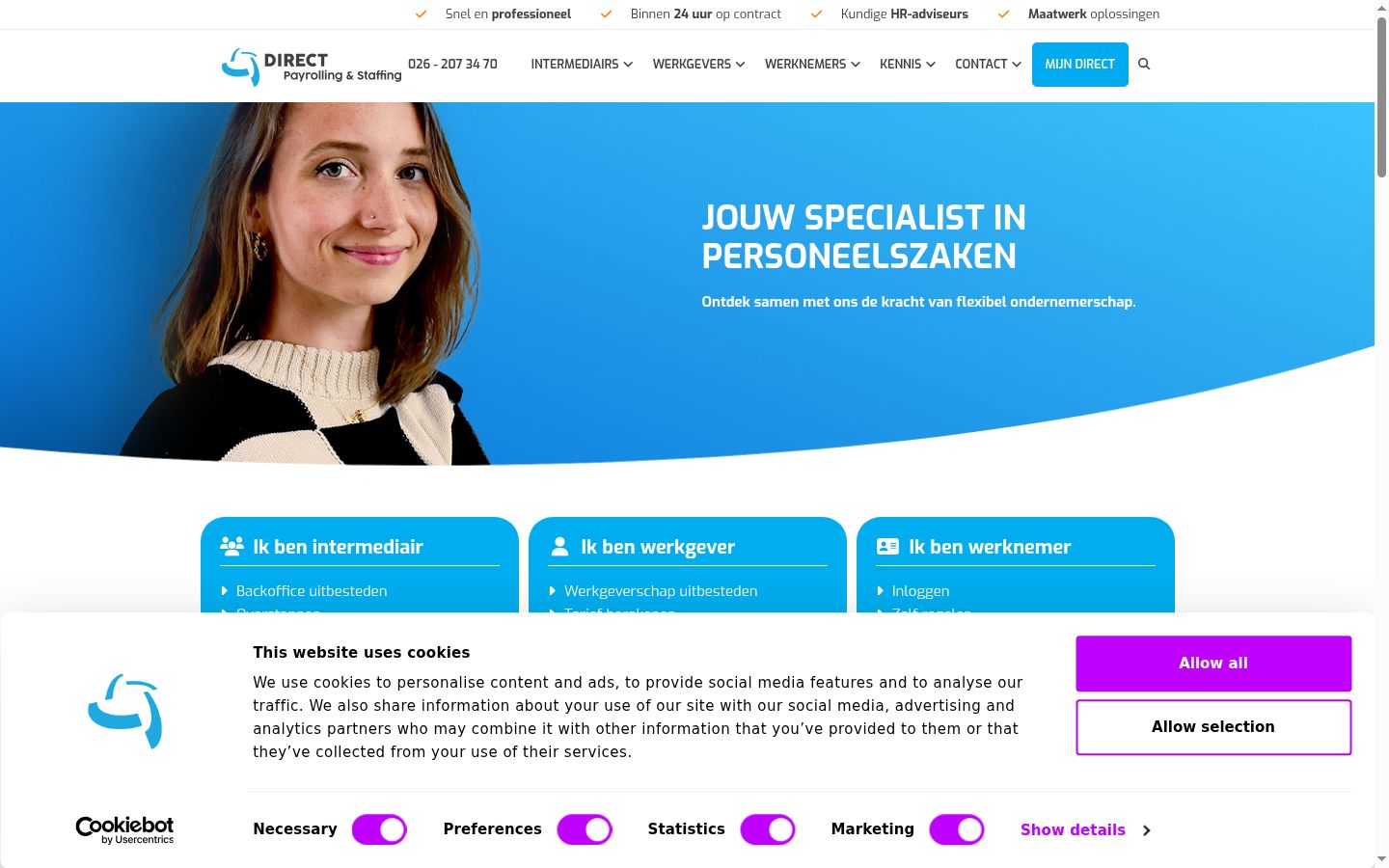 Screenshot des Einwilligungsbanners vor jeglicher Interaktion