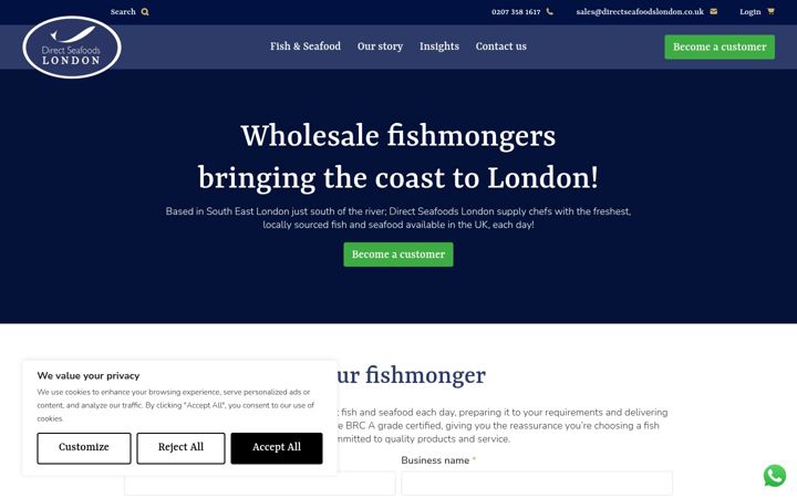 Zrzut ekranu directseafoodslondon.co.uk