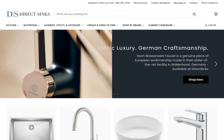 Captura de ecrã de directsinks.com
