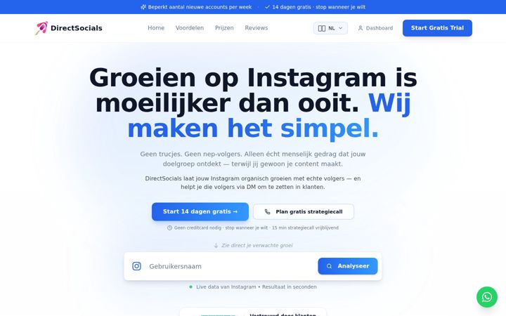 Screenshot von directsocials.nl