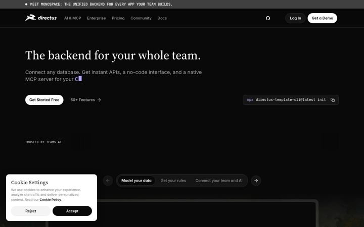 Képernyőkép: directus.io