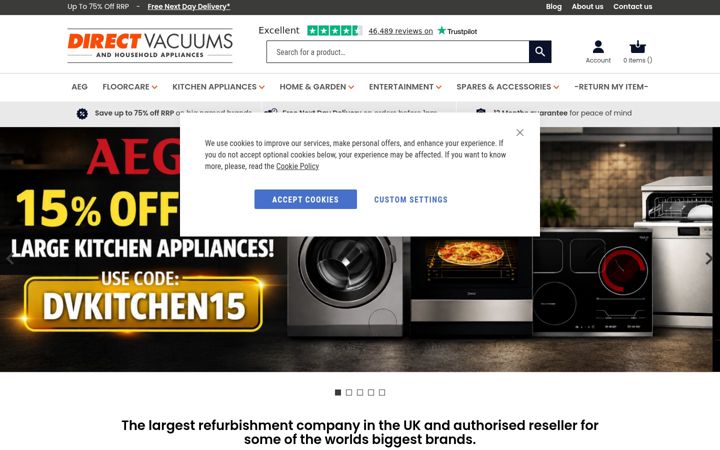 Screenshot of directvacuums.co.uk