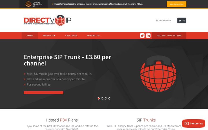 Zrzut ekranu directvoip.co.uk