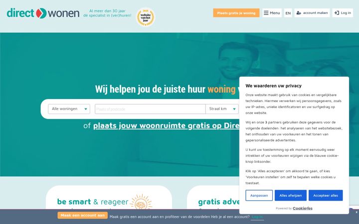 Screenshot von directwonen.nl