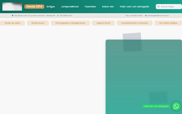 Kuvakaappaus sivustosta direitorural.com.br
