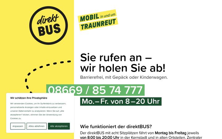 Screenshot του direktbus-traunreut.de