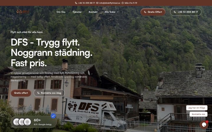 Snímek obrazovky direktflyttstad.se