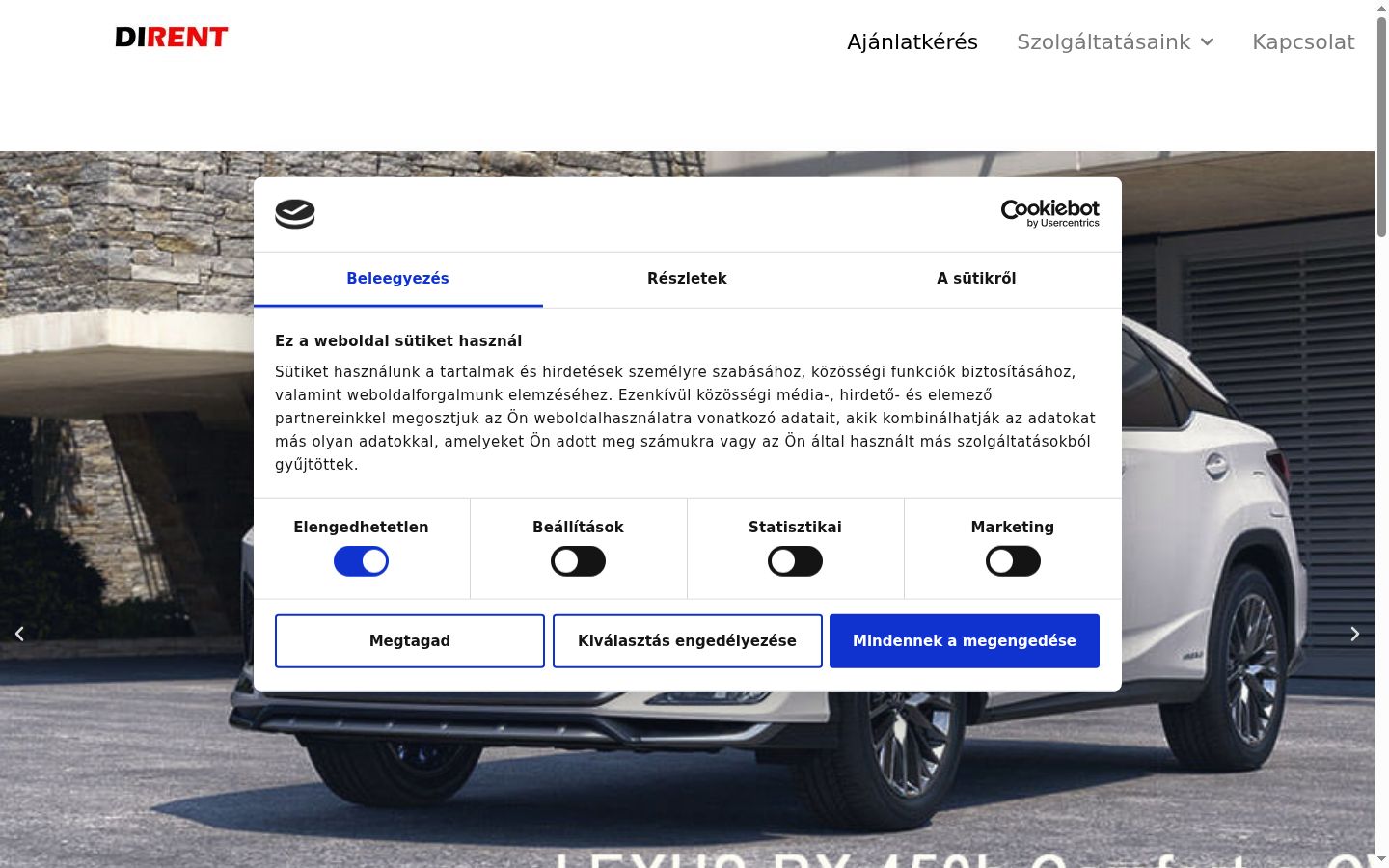 Screenshot of the consent banner shown before any interaction