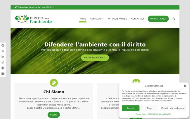 Screenshot of dirittoperlambiente.it