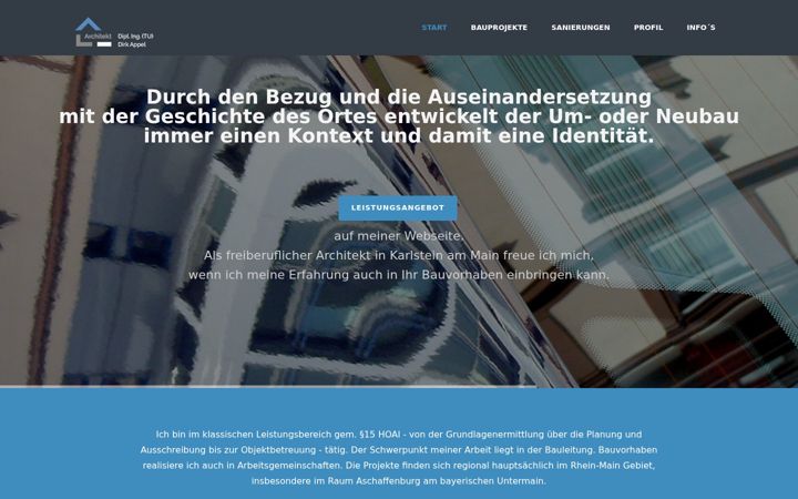 Snímek obrazovky dirk-appel-architekt.de