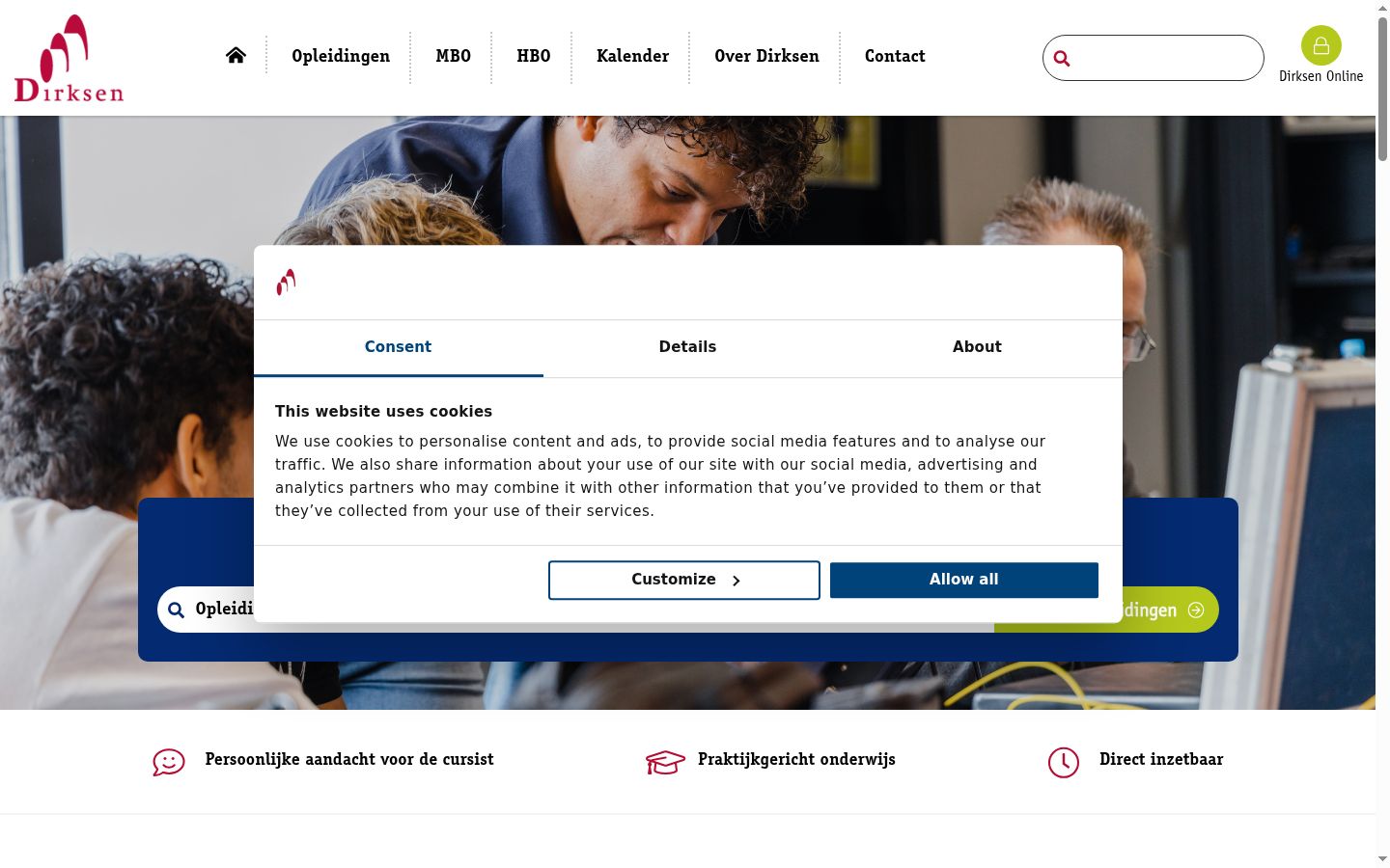 Screenshot des Einwilligungsbanners vor jeglicher Interaktion