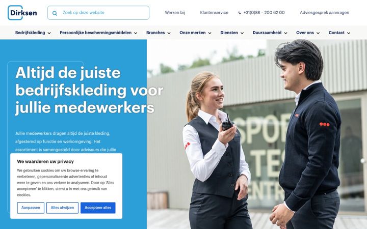 Screenshot von dirksenbedrijfskleding.nl