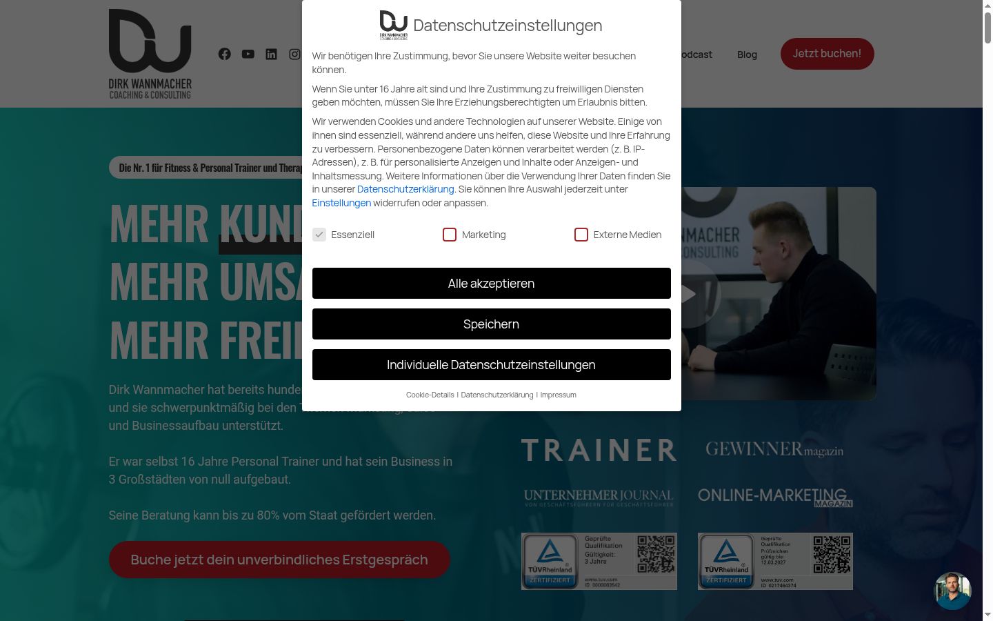 Screenshot del banner di consenso mostrato prima di qualsiasi interazione