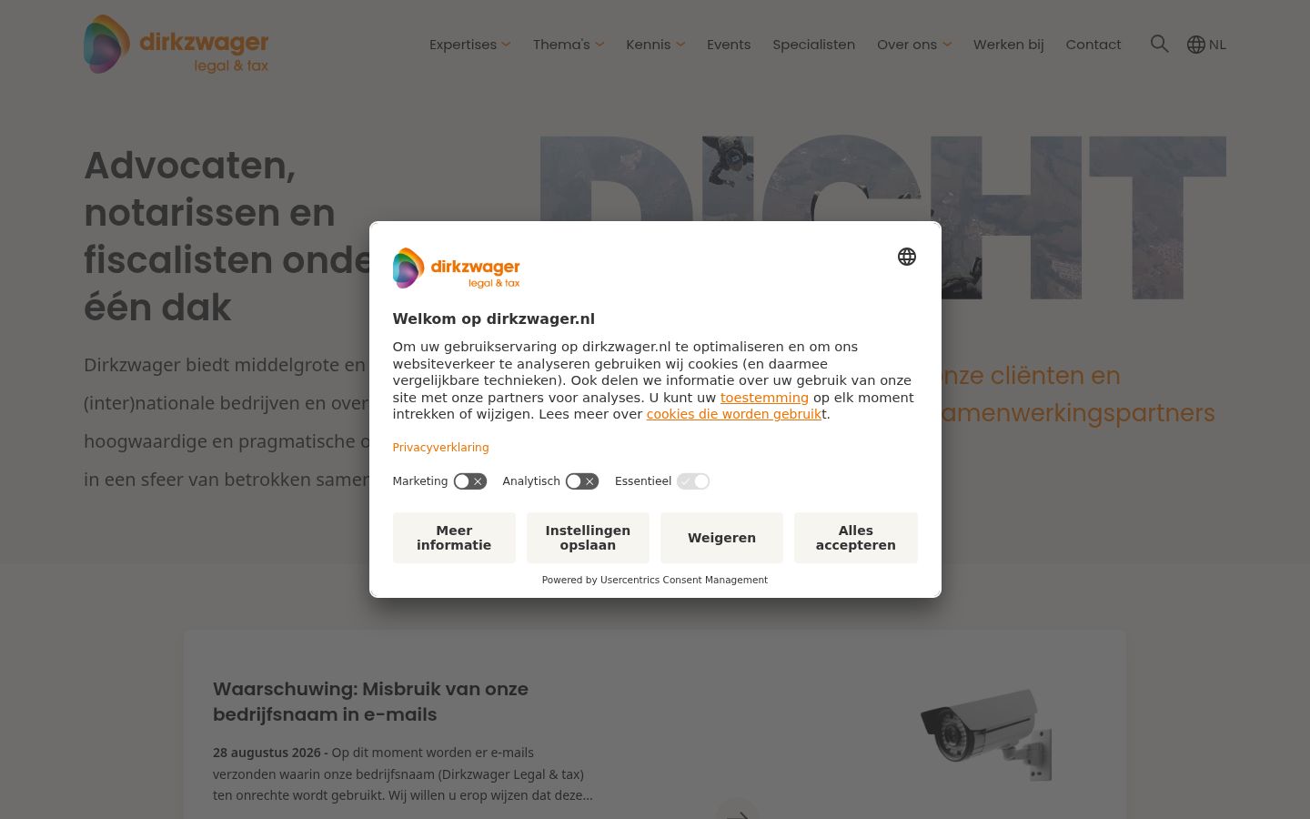 Screenshot des Einwilligungsbanners vor jeglicher Interaktion
