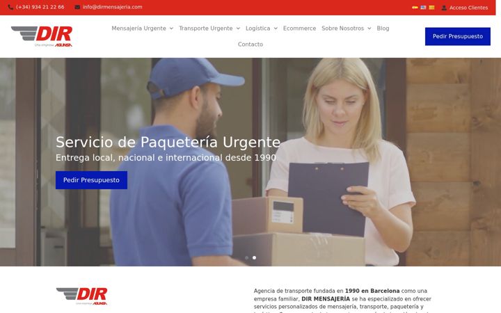Screenshot of dirmensajeria.com