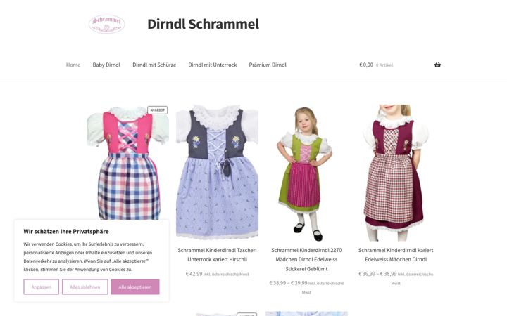 Screenshot of dirndlschrammel.de