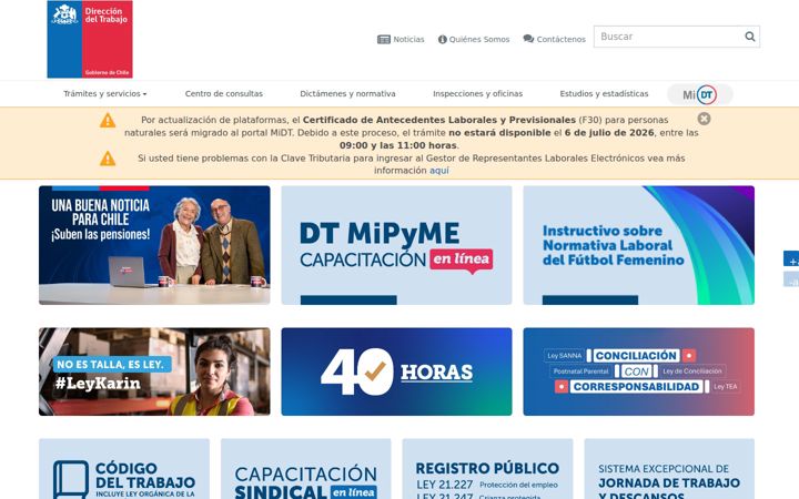 Posnetek zaslona dirtrab.cl