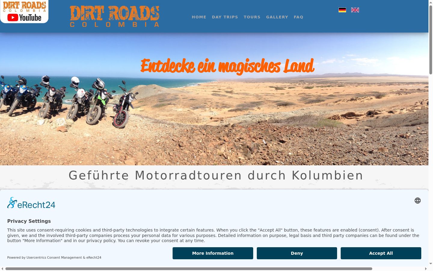 Screenshot of the consent banner shown before any interaction