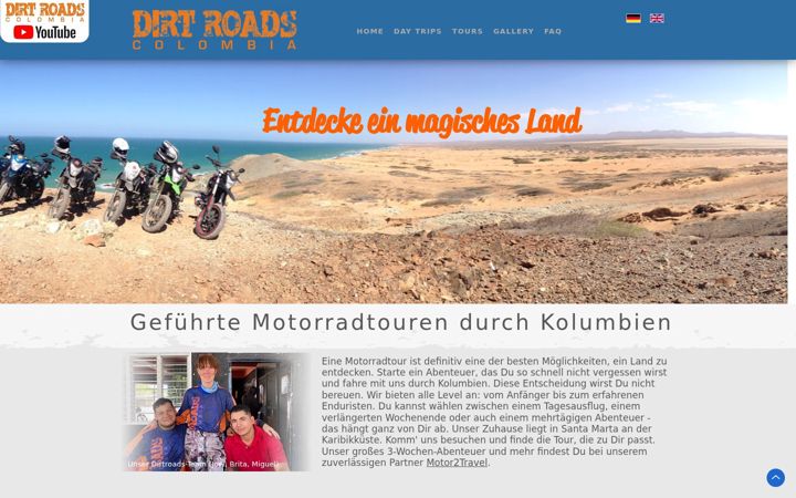 Screenshot of dirtroadscolombia.com
