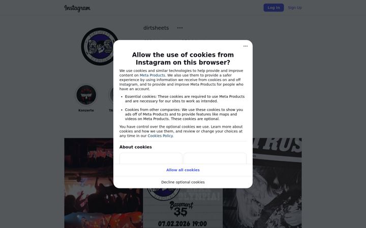 Screenshot of dirtsheets.de