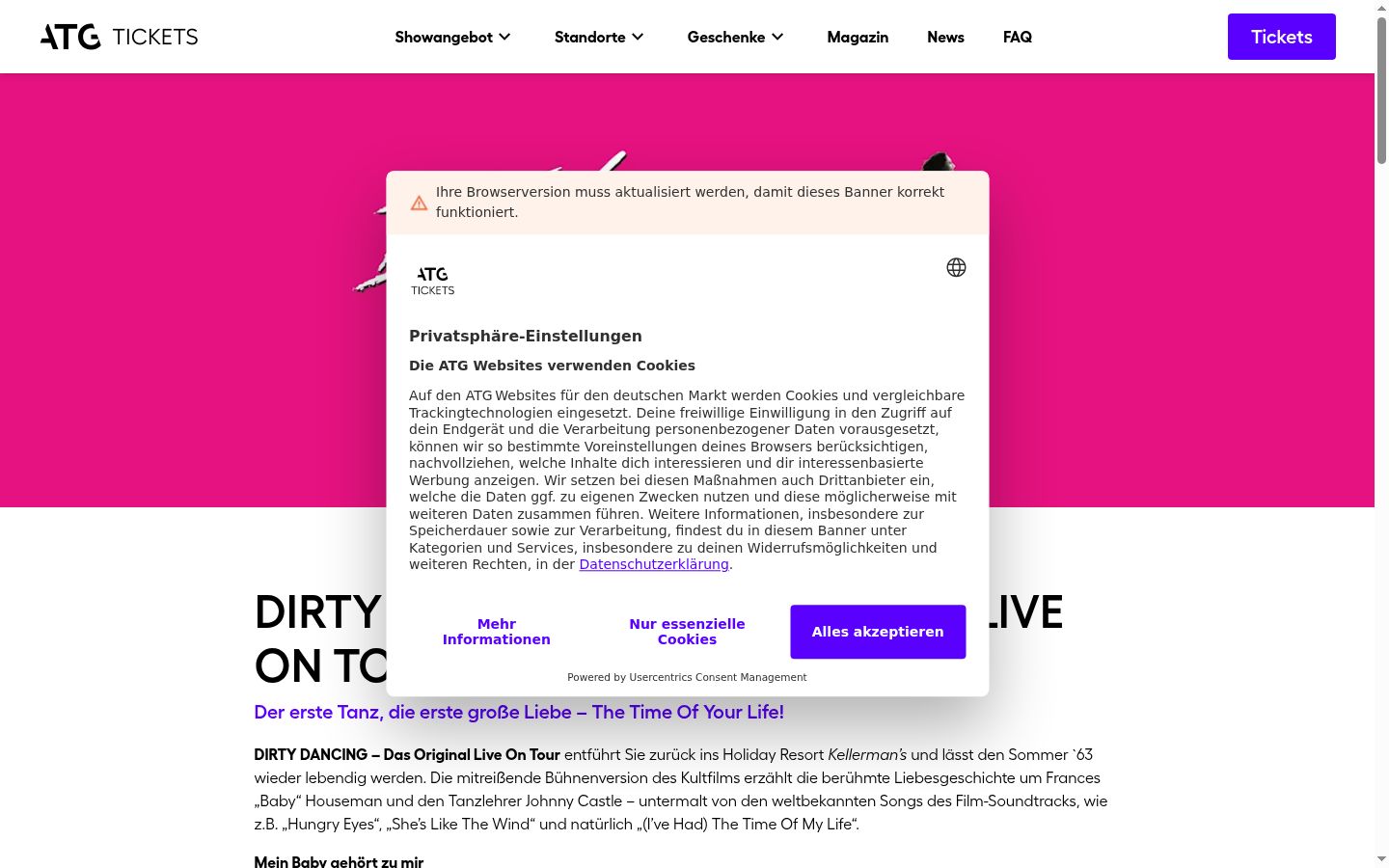 Screenshot tal-banner tal-kunsens muri qabel kwalunkwe interazzjoni