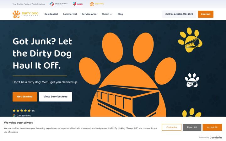 Screenshot of dirtydogdumpster.com