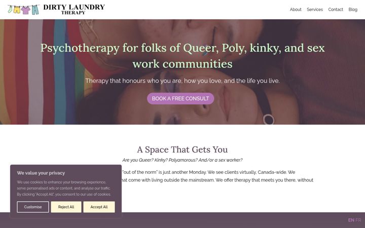 Screenshot του dirtylaundrytherapy.ca