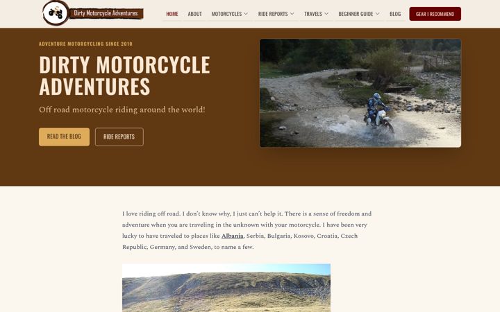 Screenshot of dirtymotorcycleadventures.com