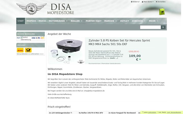 Screenshot of disa-mopedstore.de