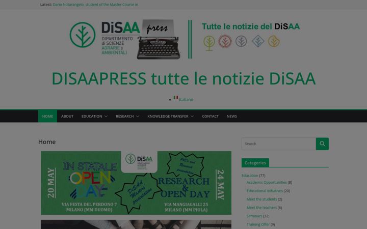 Screenshot of disaapress.unimi.it