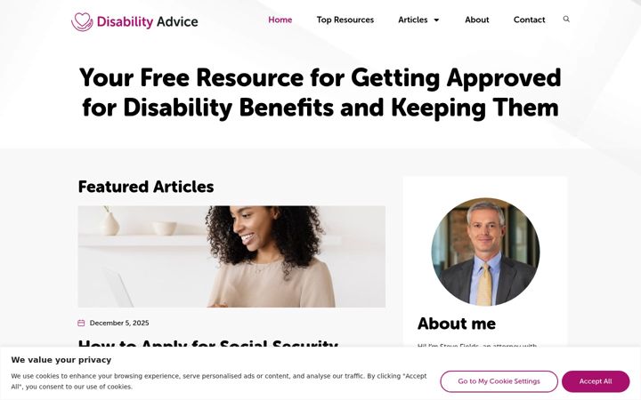 Screenshot of disabilityadvice.com