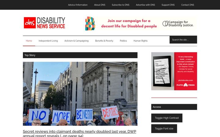Screenshot of disabilitynewsservice.com