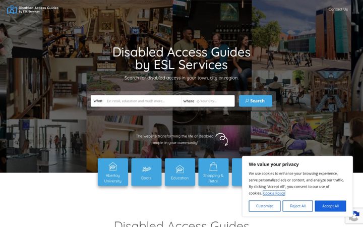 Zrzut ekranu disabledaccessguide.co.uk