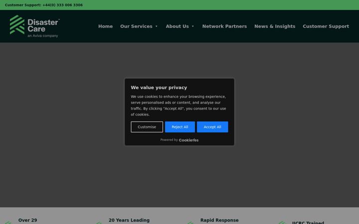 Screenshot stránky disaster-care.co.uk