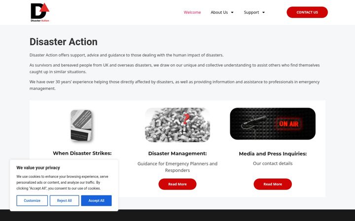 Екранна снимка на disasteraction.org.uk
