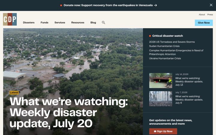 Screenshot of disasterphilanthropy.org