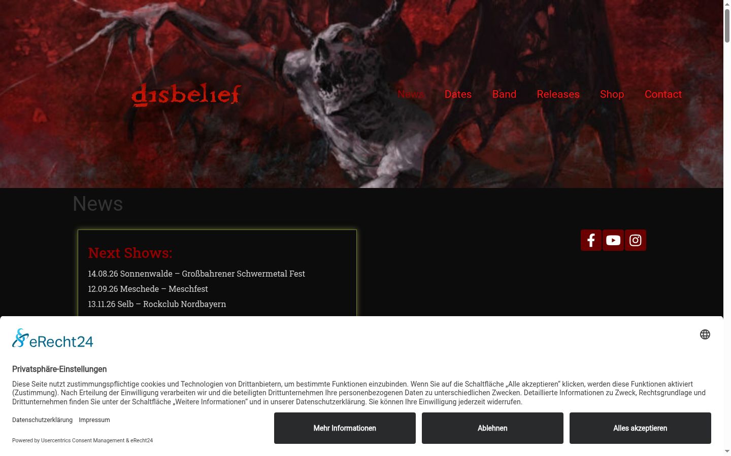Screenshot des Einwilligungsbanners vor jeglicher Interaktion