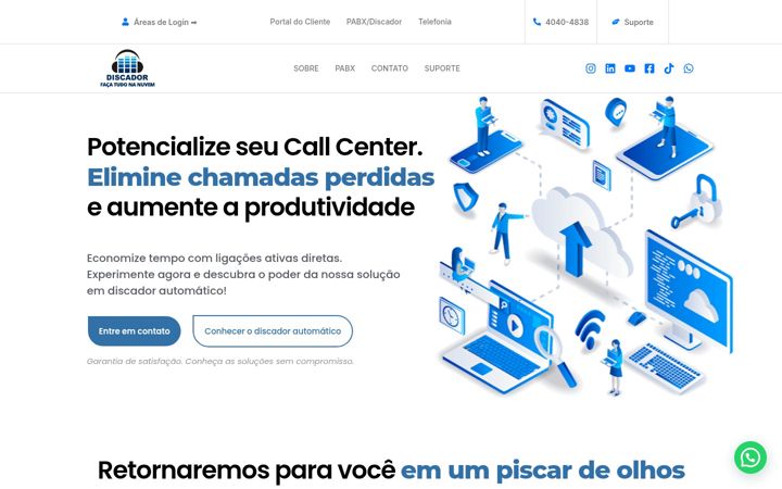 Ekraanipilt saidist discadorautomatico.com.br